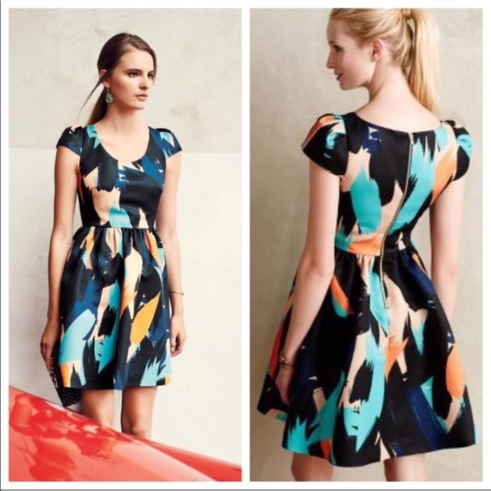 Anthropologie Pinion Painted Dress A Line